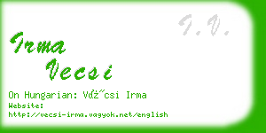 irma vecsi business card